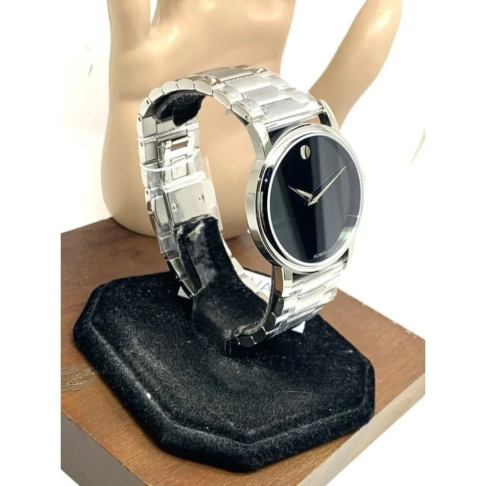 Movado Men's Watch 2100014 Museum Black Dial Swiss Quartz Silver Steel 38mm